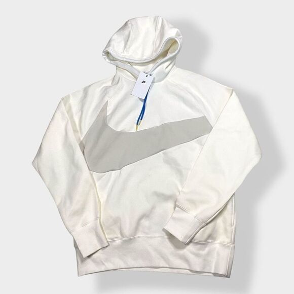 Nike Sportswear Big Swoosh Tech Fleece Pullover Hoodie White DD8222-133 size M - Picture 1 of 9